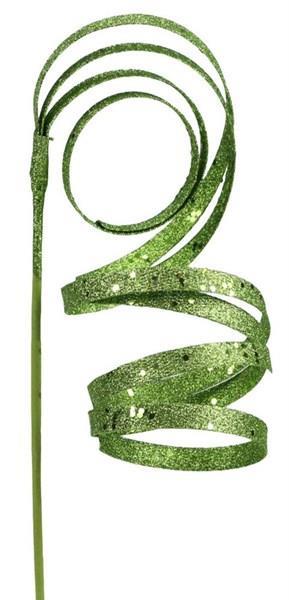 23.5" Curly Glitter Ribbon Pick, Lime Green