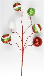 20" Swirl Glittered Ball Spray, Red/Lime Green/White