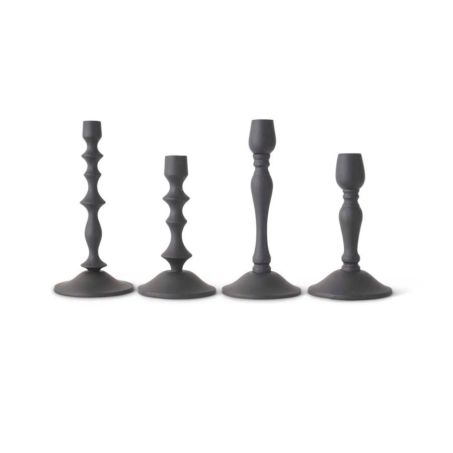 Black Metal Candleholders, Set of 4