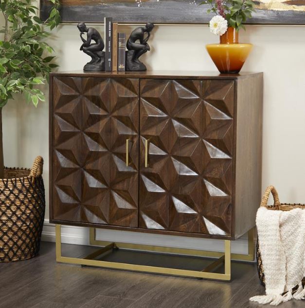 Brown Geometric 2 Door Cabinet