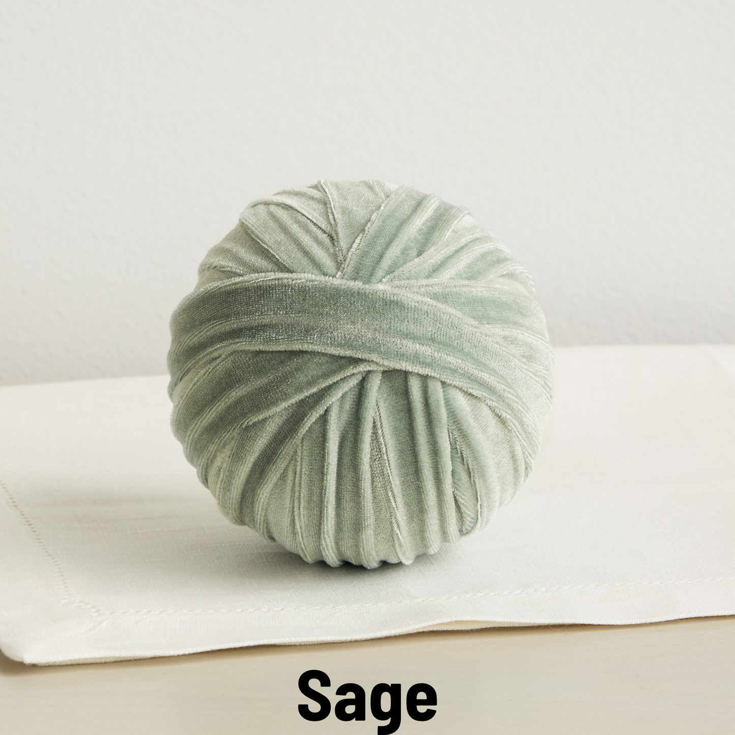 Large Handmade Velvet Decorative Sphere, Sage