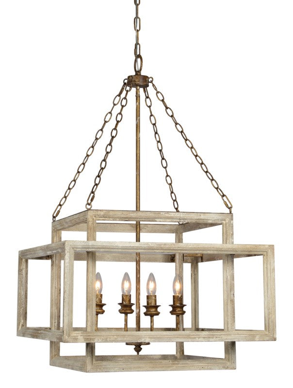 Rectangular Wood Chandelier