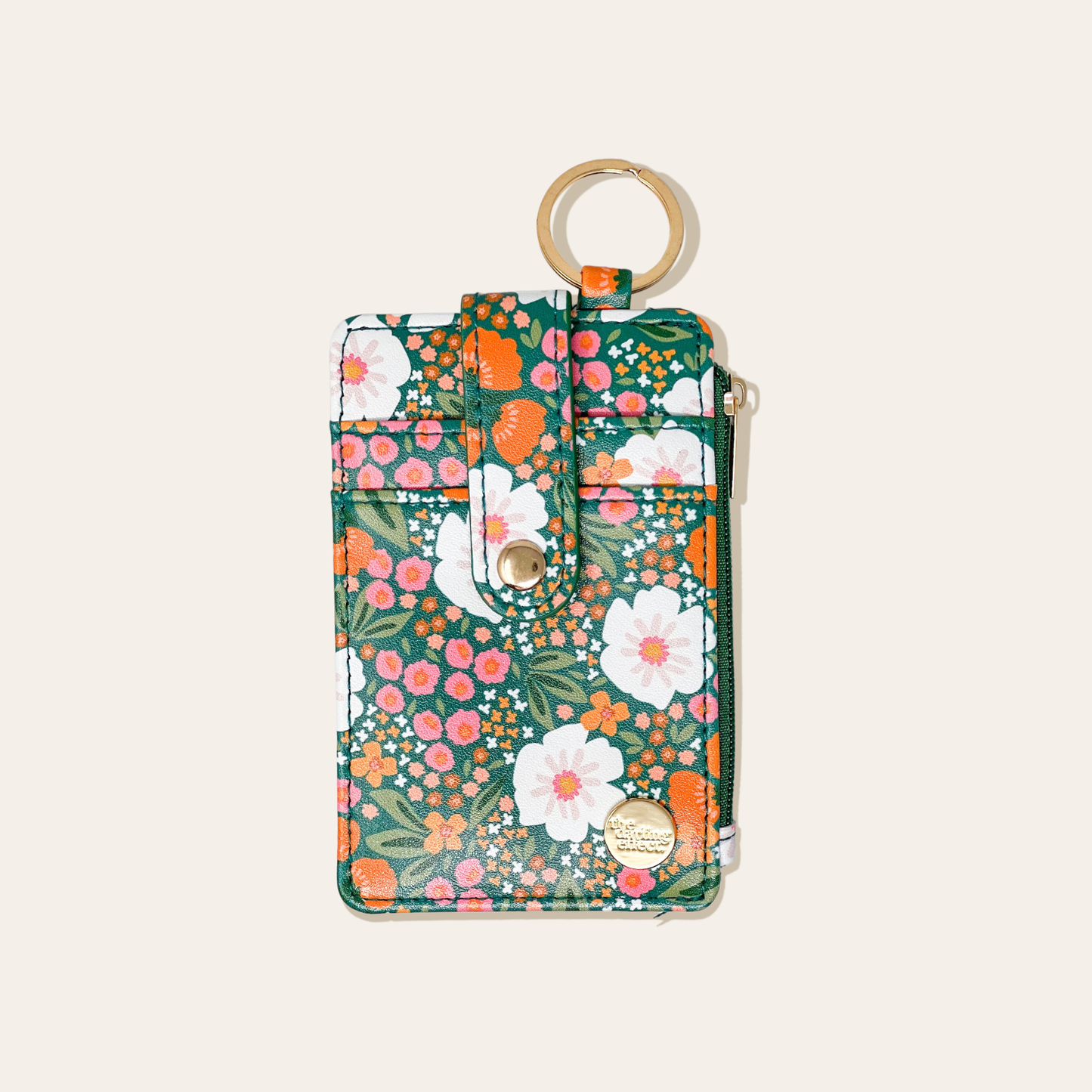 NEW! Sweet Meadow Keychain Card Wallet - Dark Green & Orange