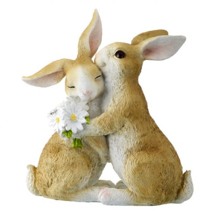 Resin Hugging Bunnies with Daisies