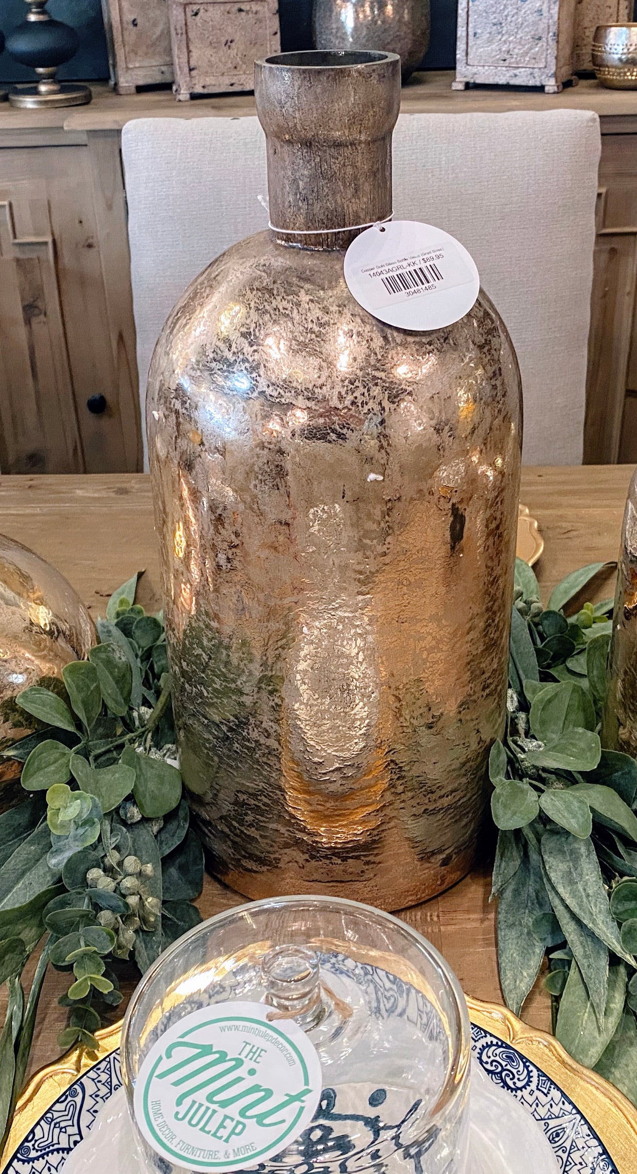Copper Gold Glass Bottle Vase (Various Sizes)