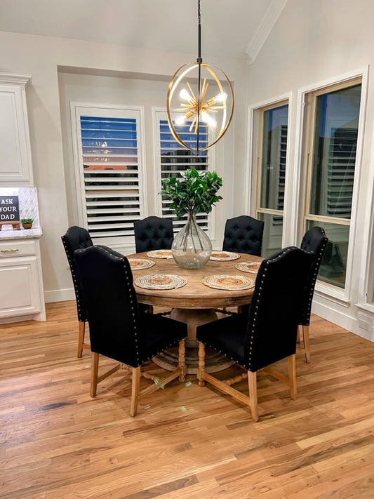 Preston Black Linen Tufted Dining Chair