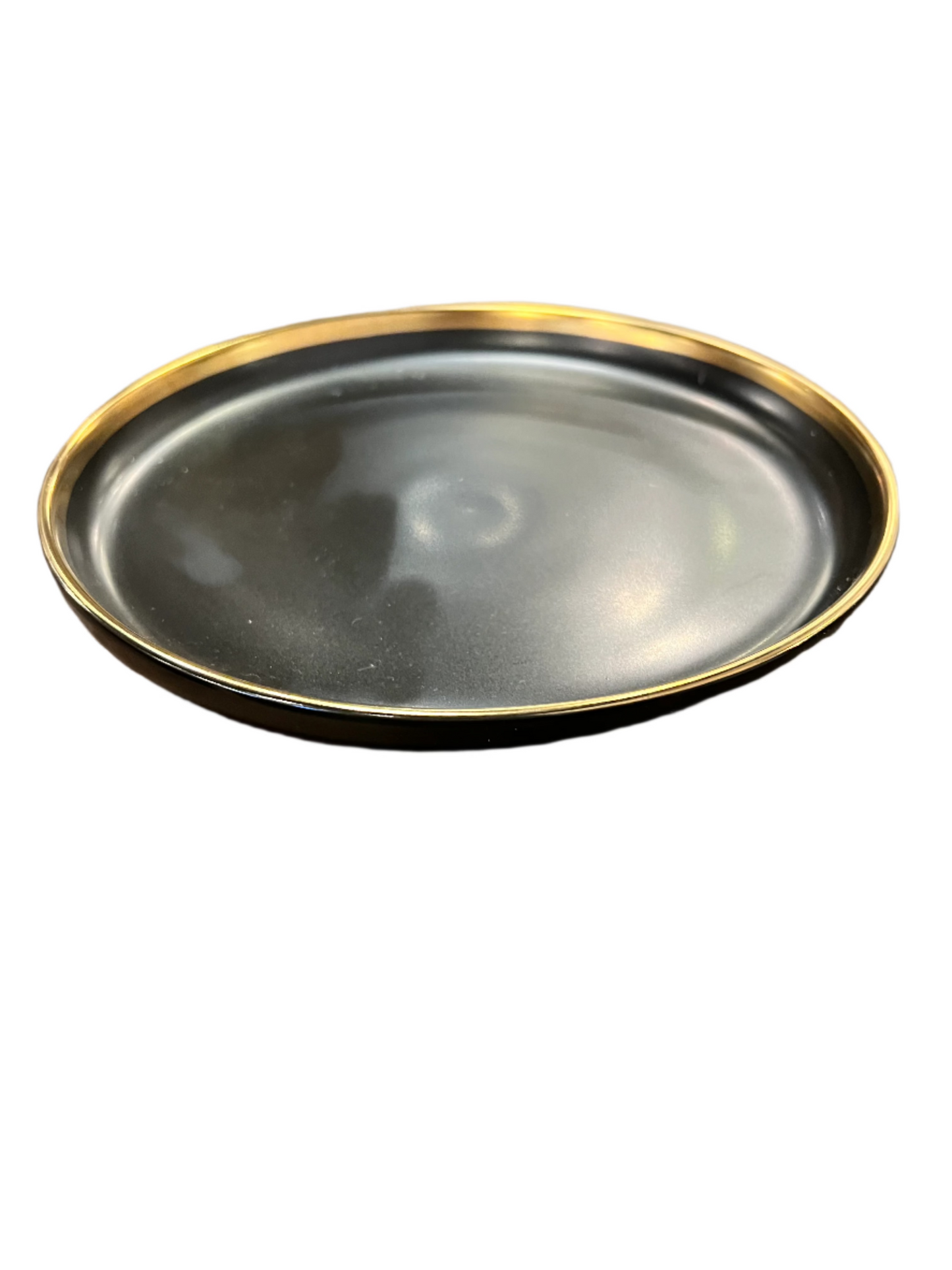 Black Salad Plate with Gold Rim