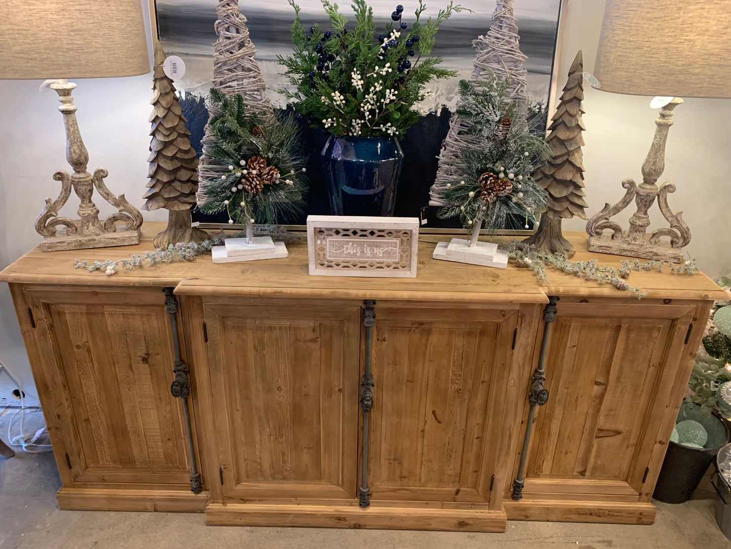 Mallory Solid Elm Breakfront (Natural)