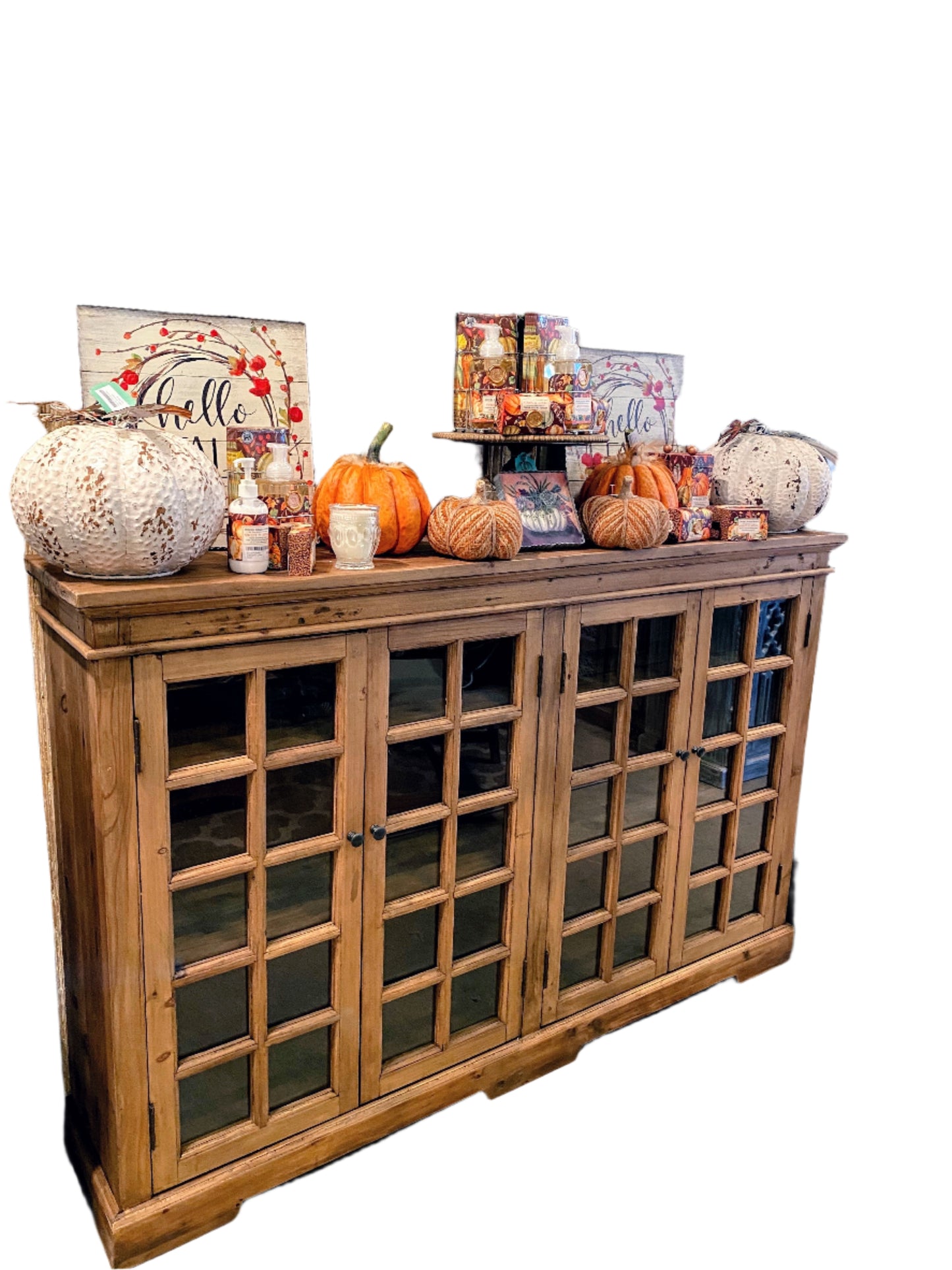 Brynn Narrow Window Pane Console (Natural)
