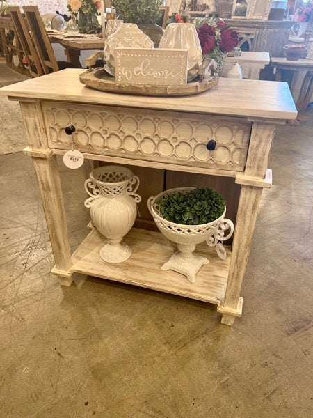 Whitewash Fretwork Chest/Nightstand