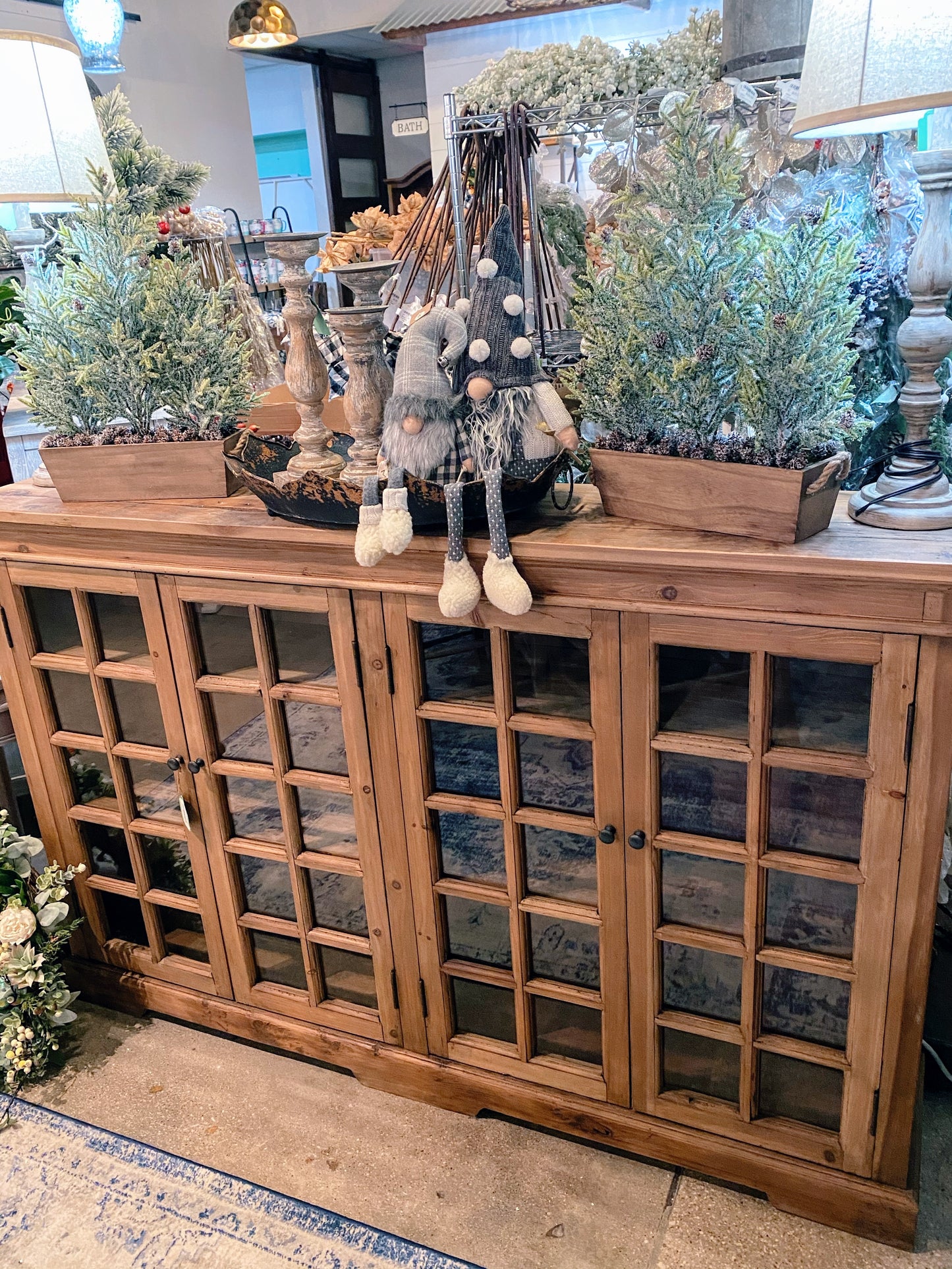 Brynn Narrow Window Pane Console (Natural)