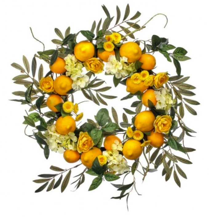 24" Hydrangea, Lemon, & Berry Wreath