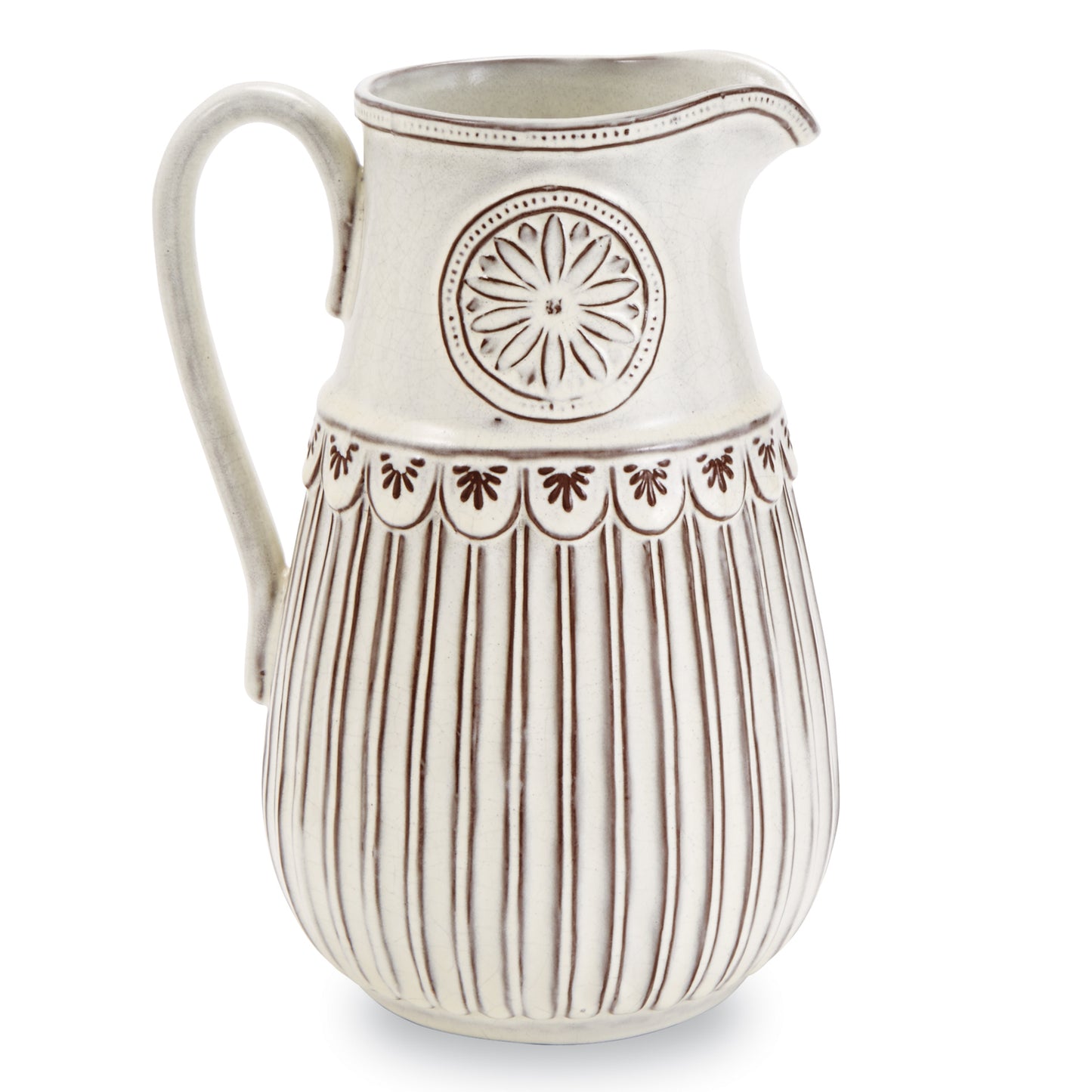 Flower Crest Terracotta Pitcher
