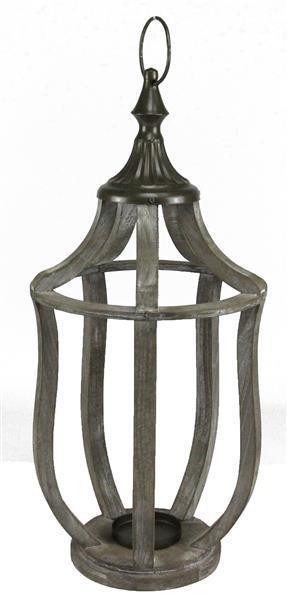 Dark Gray Open Frame Wood Lantern