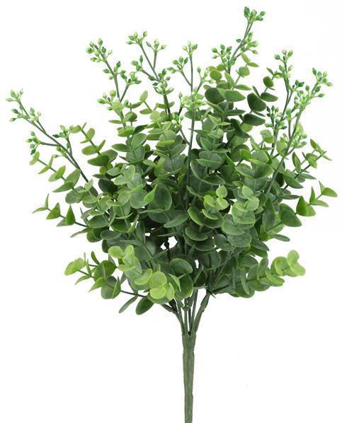 14" Seeded Eucalyptus Bush, Green Ivory