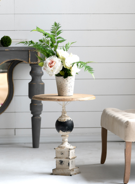 Distressed Pedestal Side Table