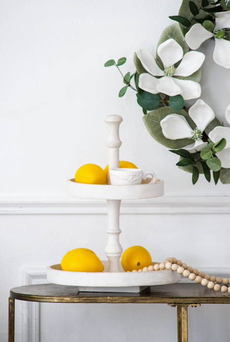 Wooden 2-Tiered Tray, White