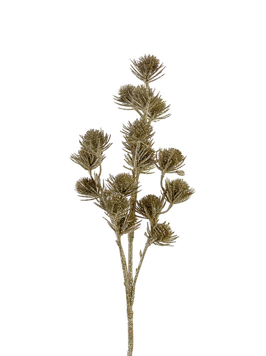 17" Glitter Thistle Spray, Gold
