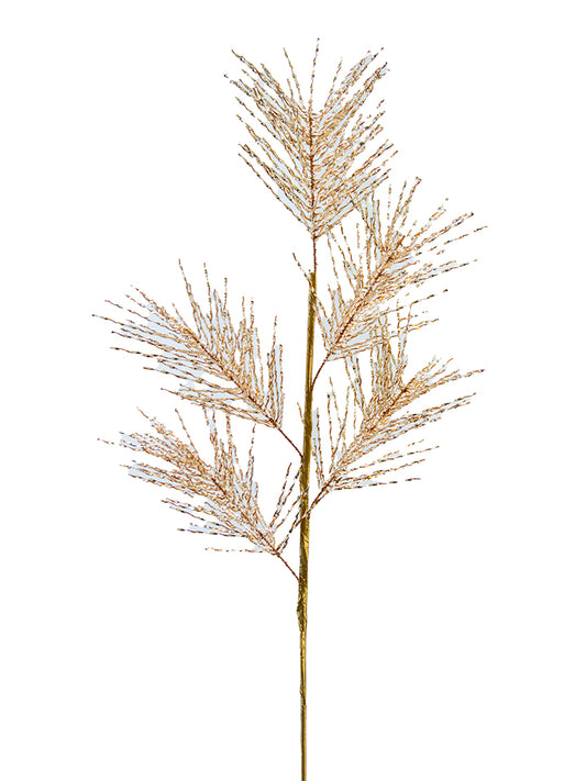 32" Shiny Needle Pine Spray, Brown Gold