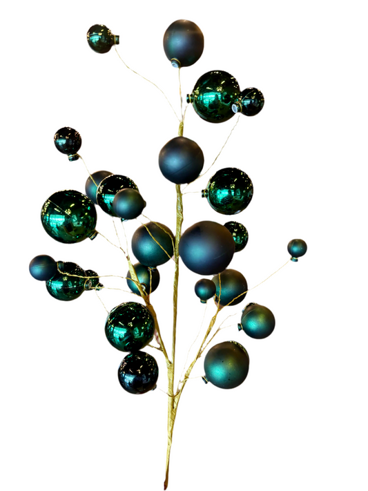 30" Midnt Green Matte Shiny Ball Ornament Spray