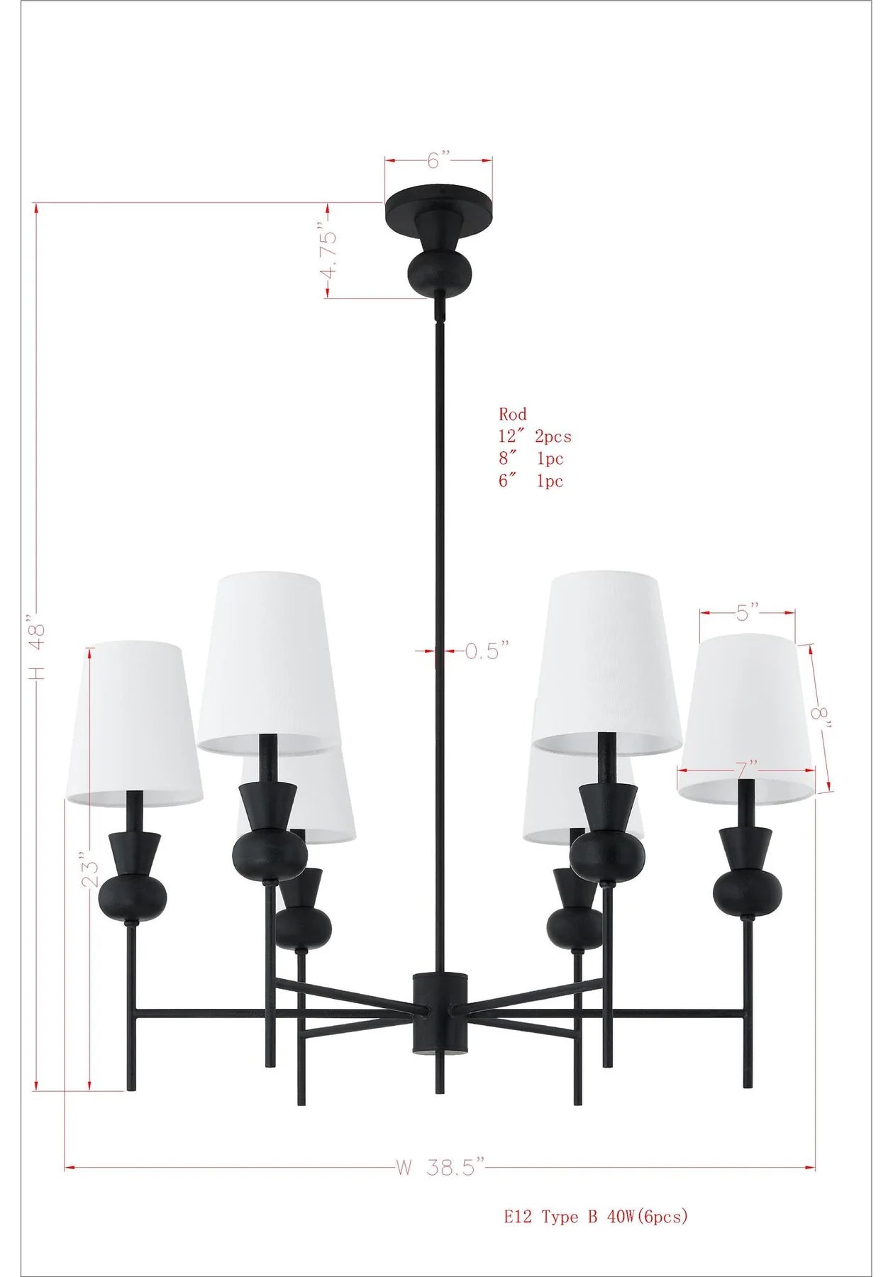 Raines Chandelier, Black