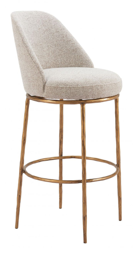 Hadley Swivel Barstool, Beige & Gold