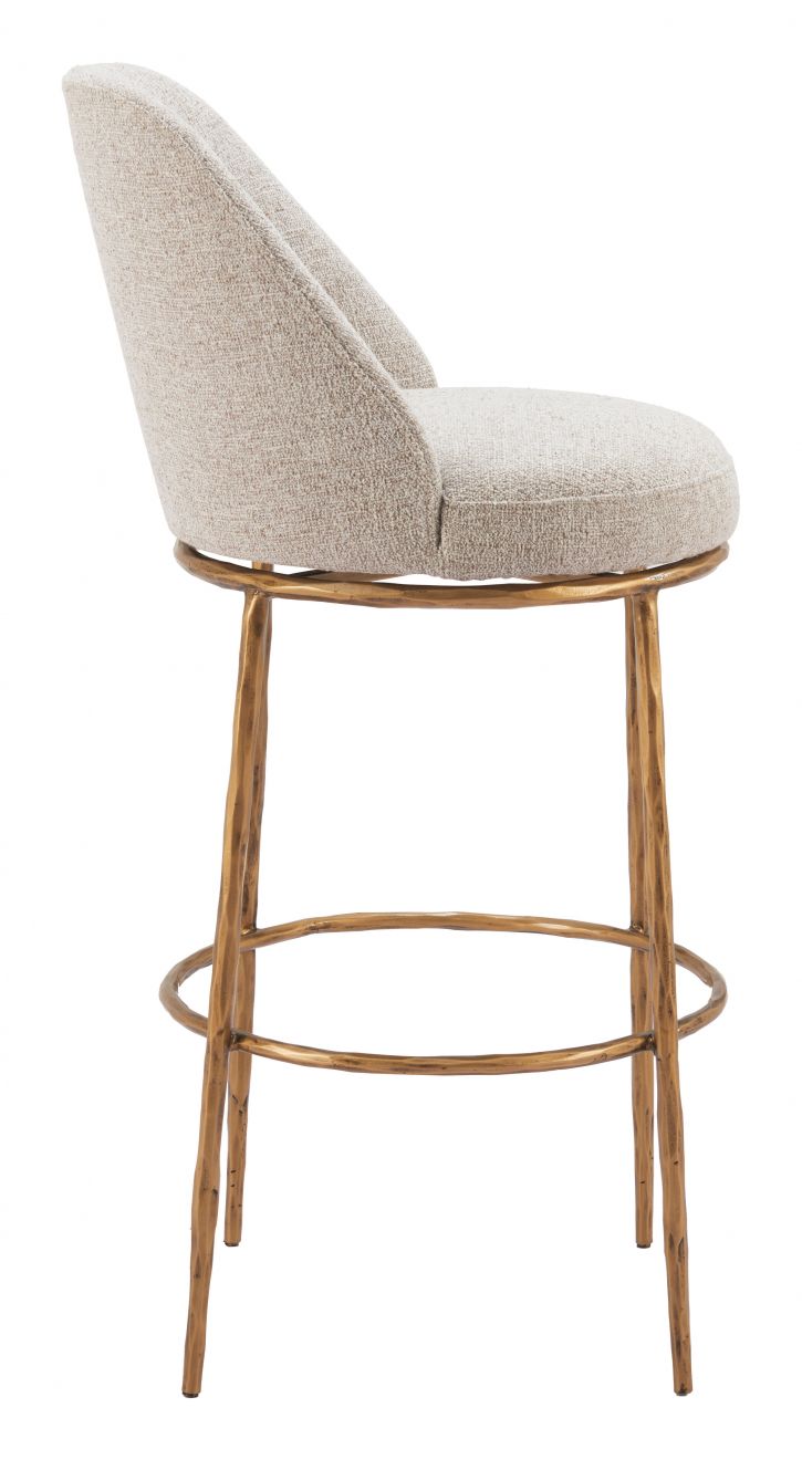 Hadley Swivel Barstool, Beige & Gold