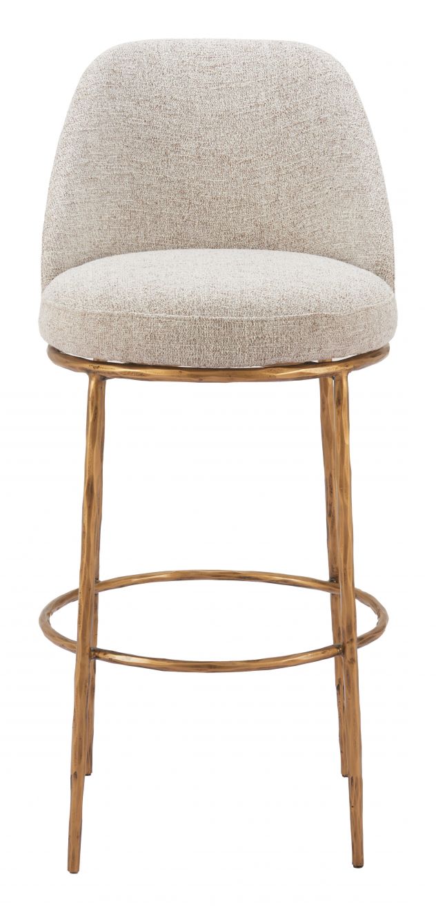 Hadley Swivel Barstool, Beige & Gold