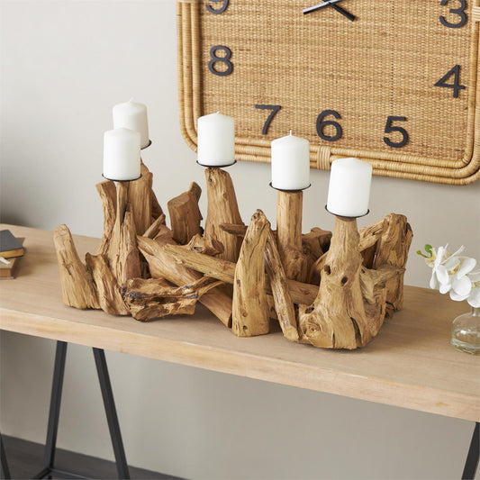 Teak Wood Candelabra