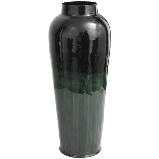 Tall Green Metal Colorblock Vase