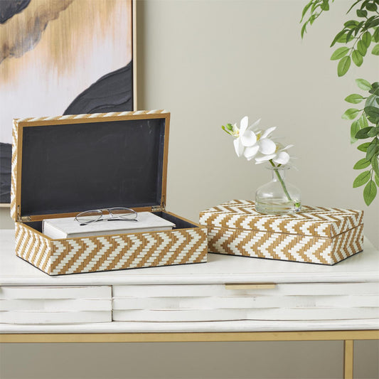 Zig Zag Woven Storage Boxes, Set of 2