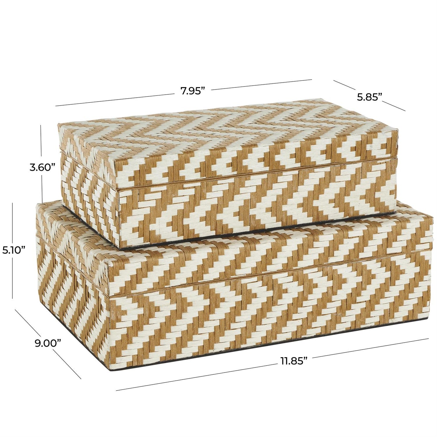 Zig Zag Woven Storage Boxes, Set of 2