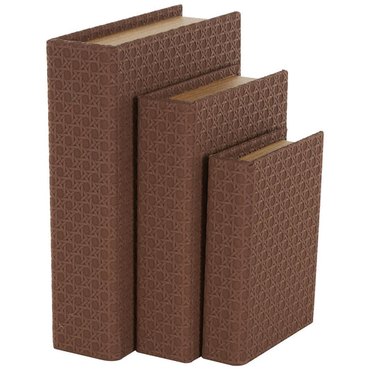 Luxe Brown Storage Books, Set of 3