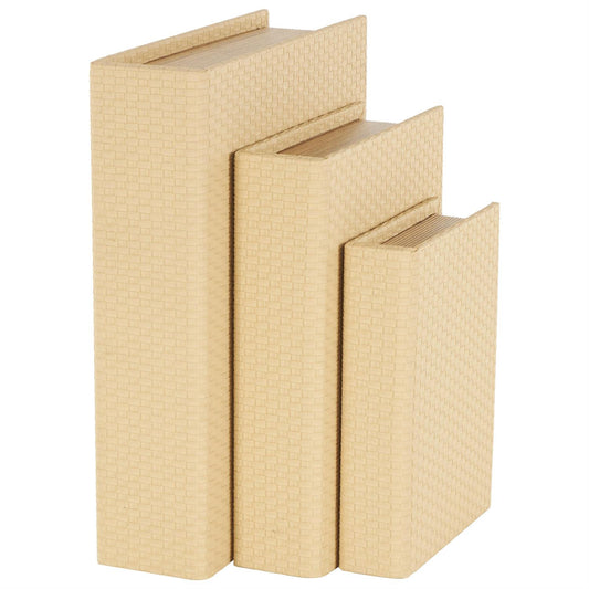 Luxe Beige Storage Books, Set of 3