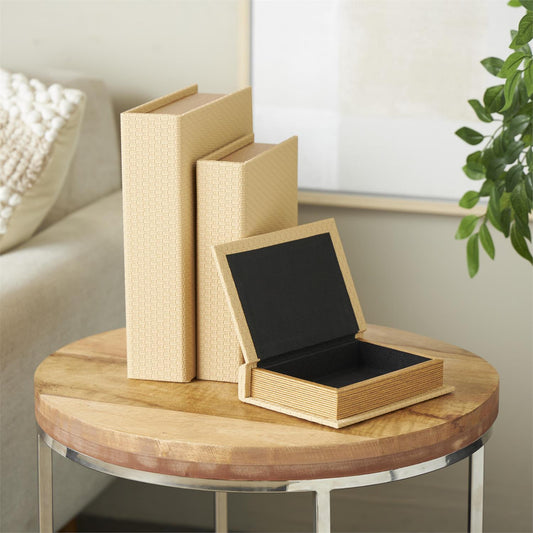 Luxe Beige Storage Books, Set of 3