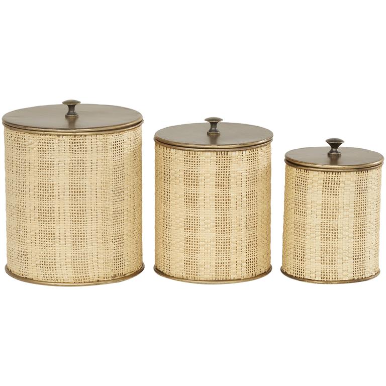 Wood Decorative Jars, Set of 3