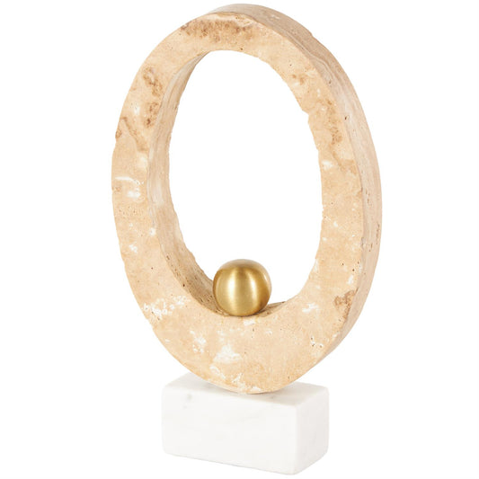 Marble Oval Sculpture w/ Gold Accent