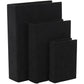 Set of 3 Black Fabric Storage Book Box