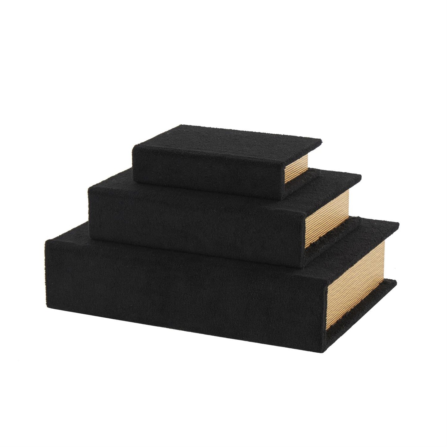 Set of 3 Black Fabric Storage Book Box