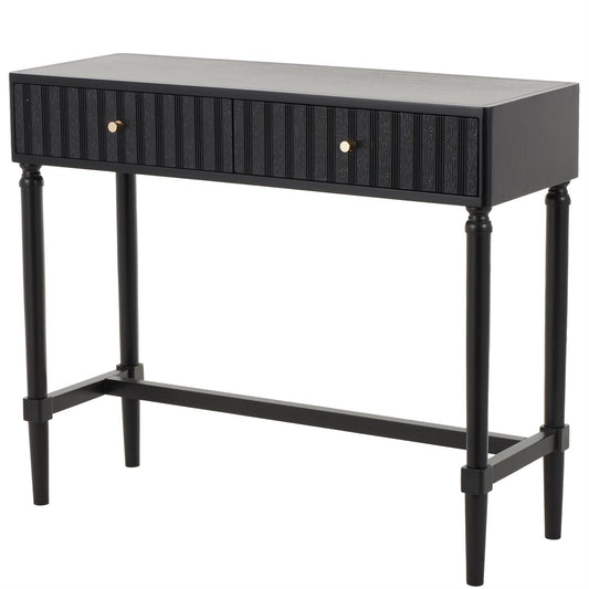 Black Wood Handmade 2 Drawer Console Table