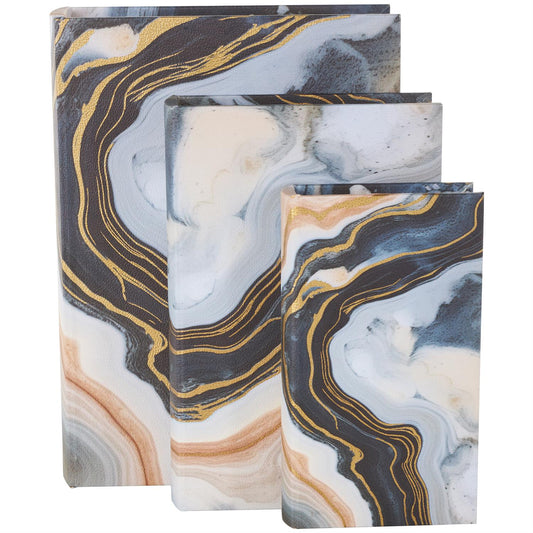 Blue Geode Storage Books, Set of 3
