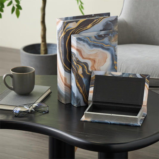 Blue Geode Storage Books, Set of 3
