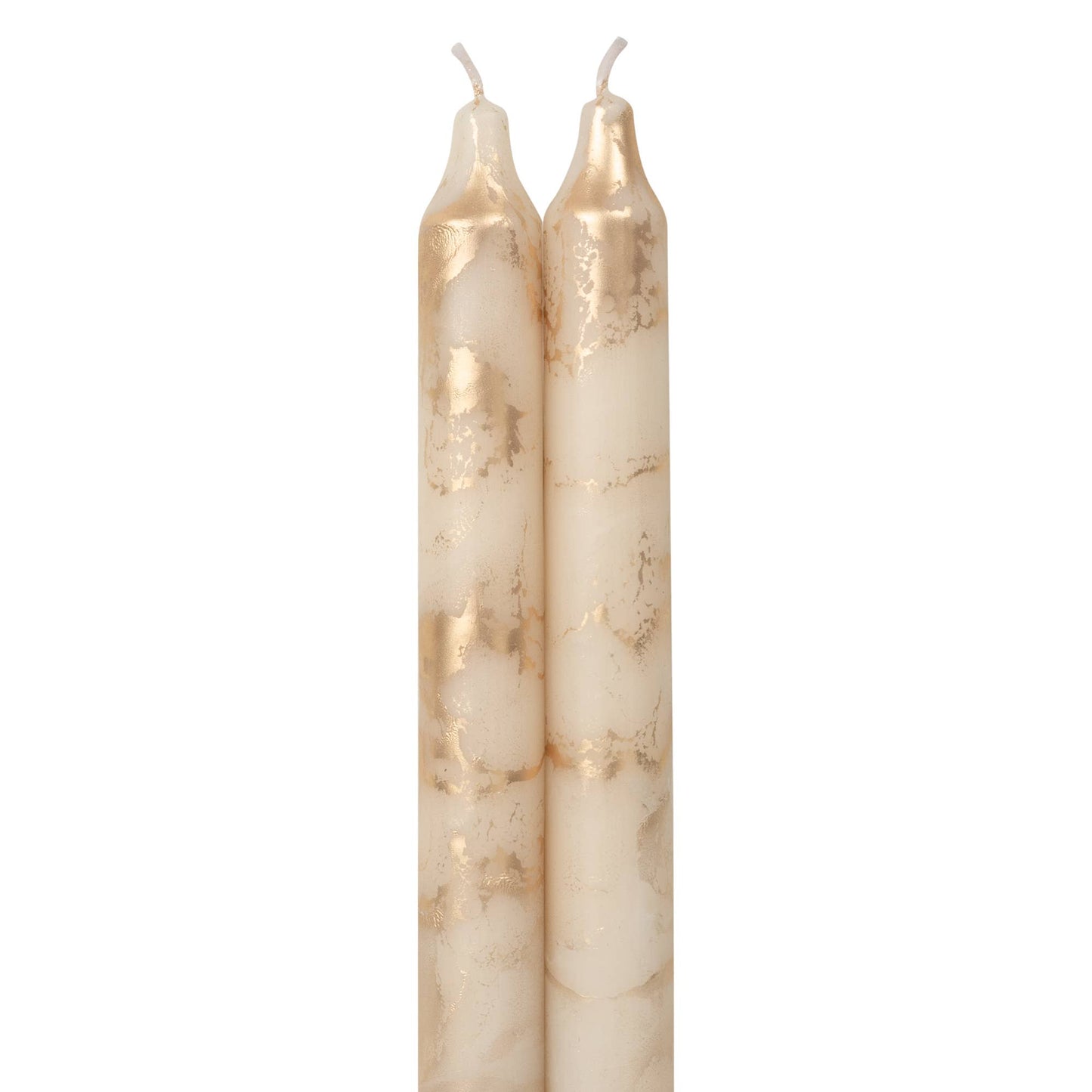 12" Cream w/ Gold Decorative Taper Candles (Pack of 2)