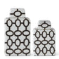 Black & White Oval Print Lidded Containers, Set of 2