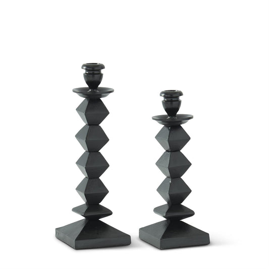 S/2 Stacked Pyramid Candleholders