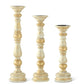Carved Wood Spindle Candle, Set of 3