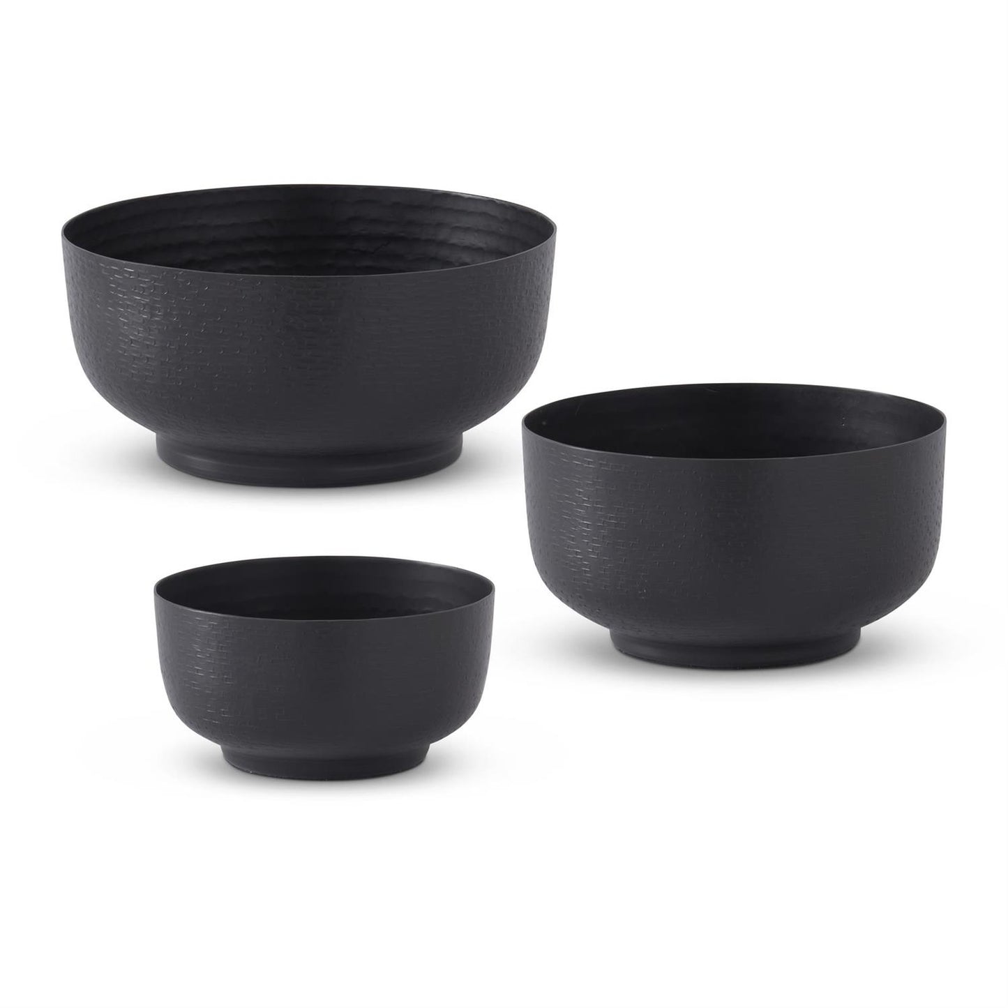 Textured Black Footed Bowls, Set of 3