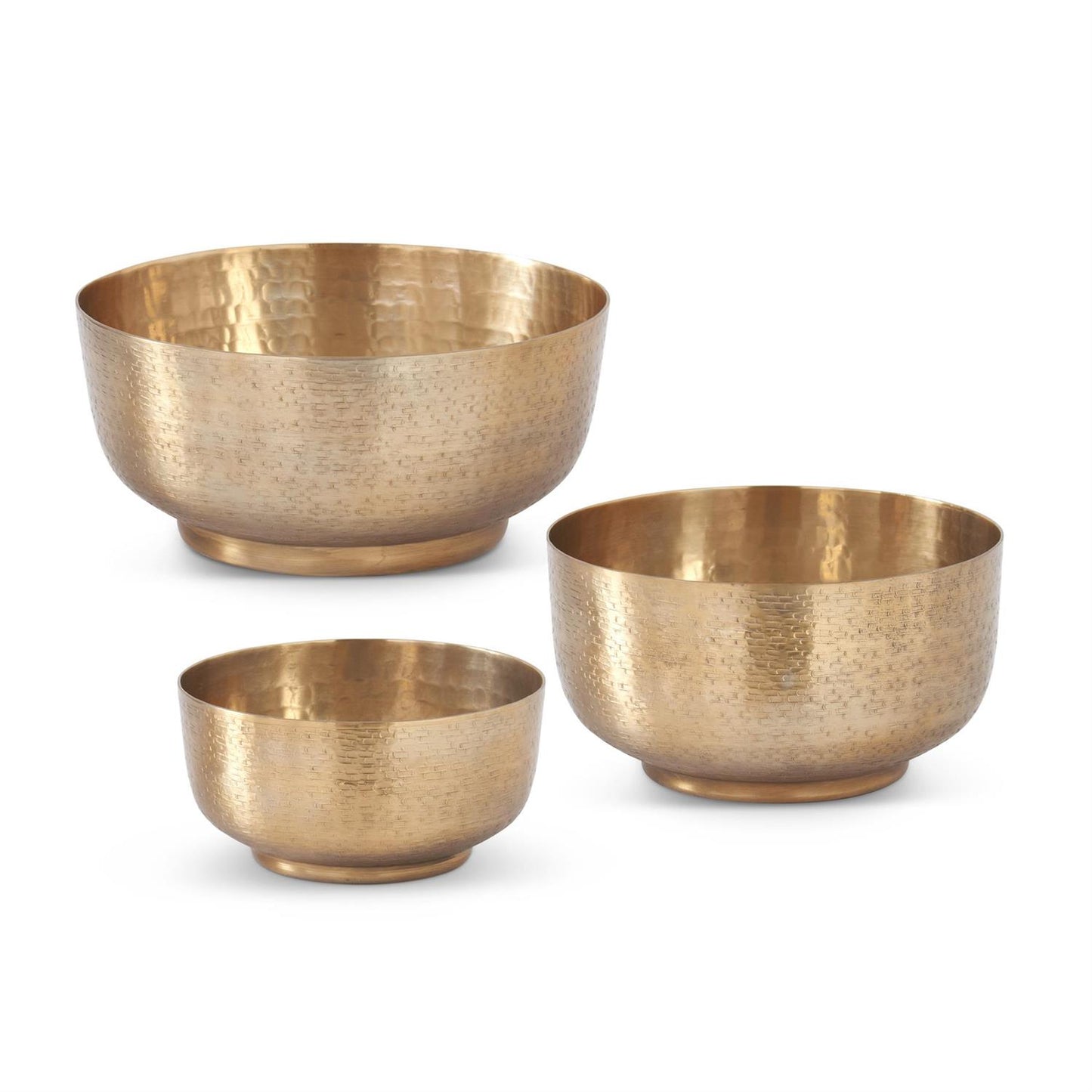 Textured Antiqued Gold Footed Bowls, Set of 3