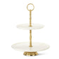 Two Tiered Marble & Gold Serving Tray