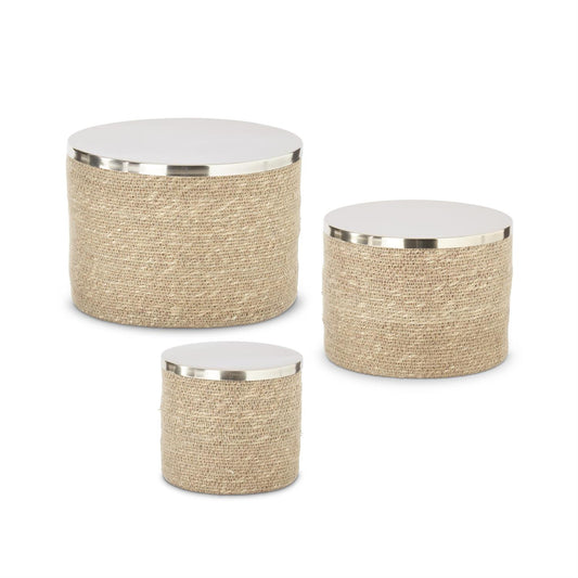 Woven Jute Lidded Containers (Various Sizes)